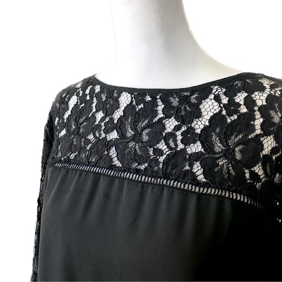 Halogen Black Bell Sleeve Lace Blouse Size XL - Picture 2 of 9